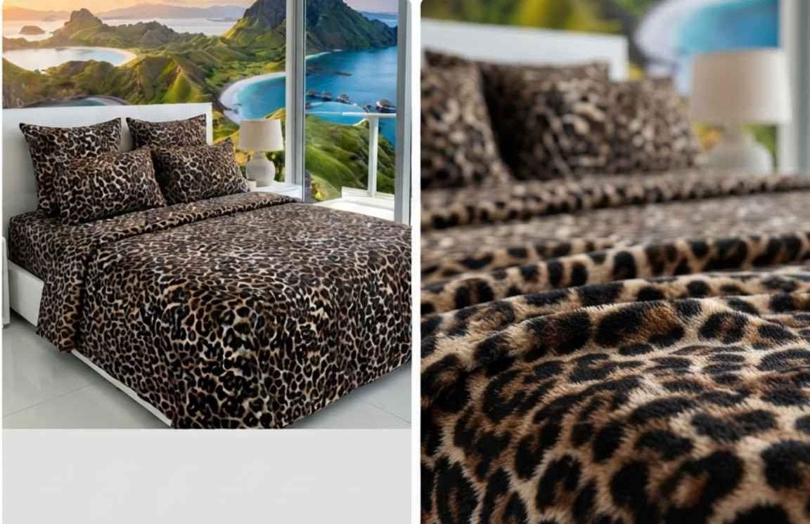 Golden Leopard Printed pure Cotton  Bedsheet Set