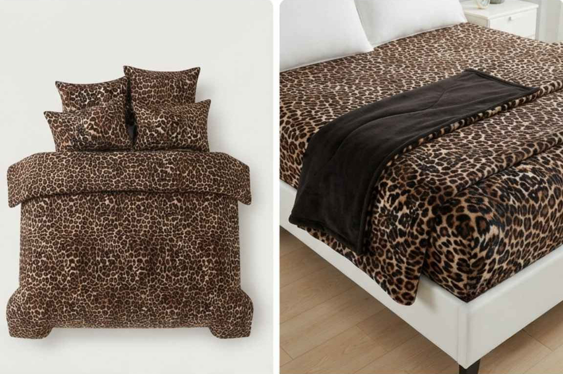 Golden Leopard Printed pure Cotton  Bedsheet Set