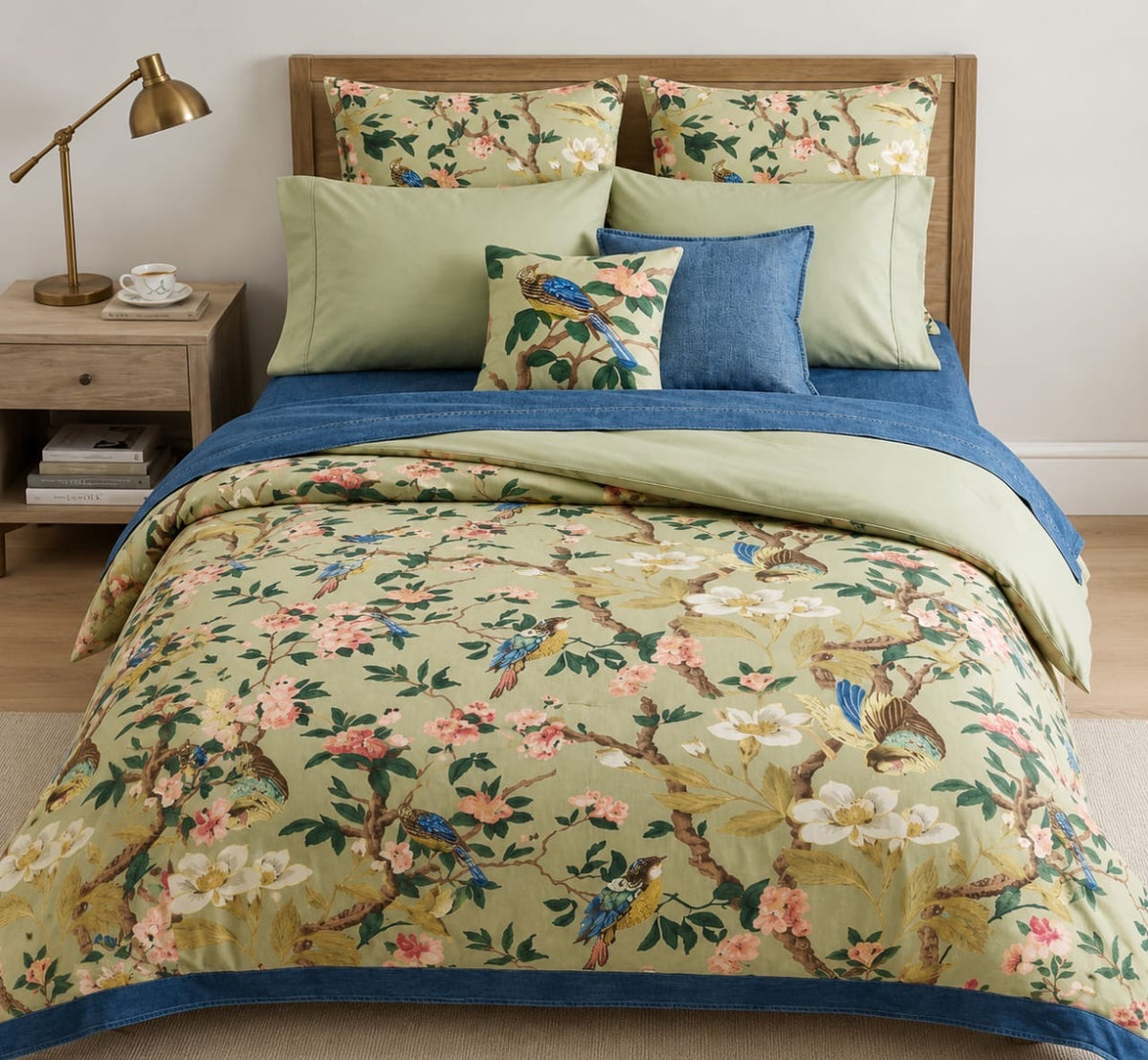 Chinoiserie Bird & Floral Comforter Set — Summer Cotton Jeans