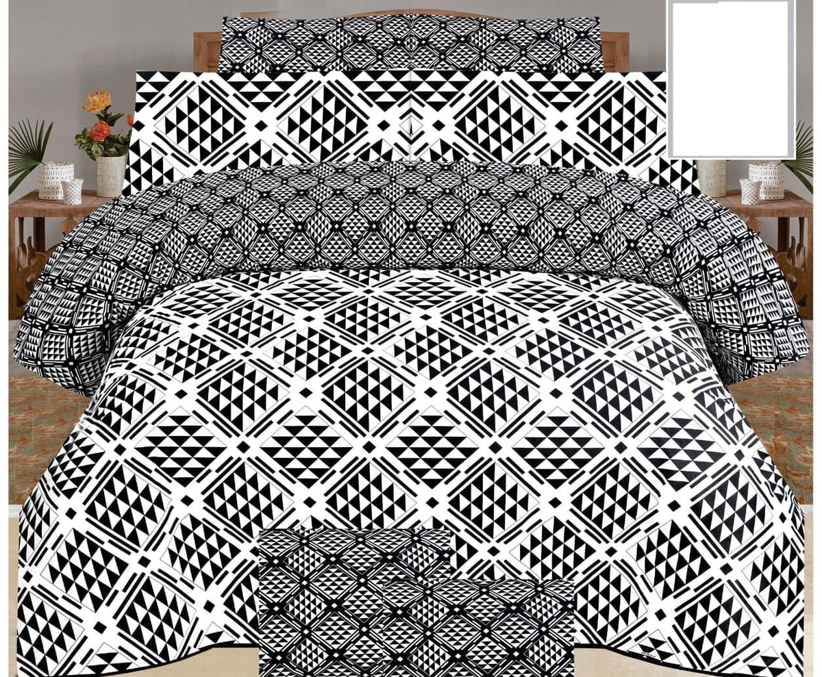 Monochrome Geometric Pure Cotton Summer Bedsheet