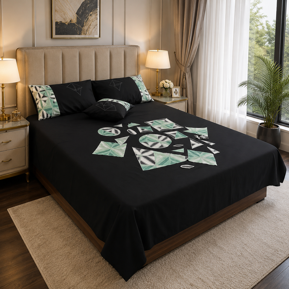 Emerald Facets Bedspread Set
