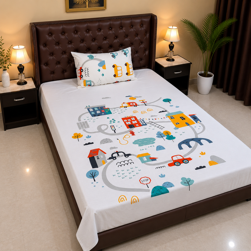 Traffic Town Kids Bedsheet