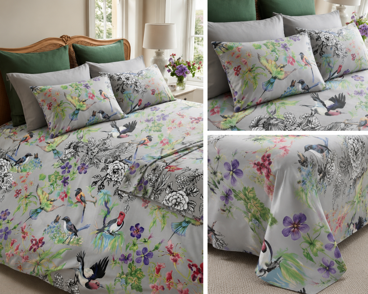Tropical Aviary Cotton Bedsheet Set