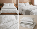 Whisper Leaf Printed  satin Bedsheet Set -