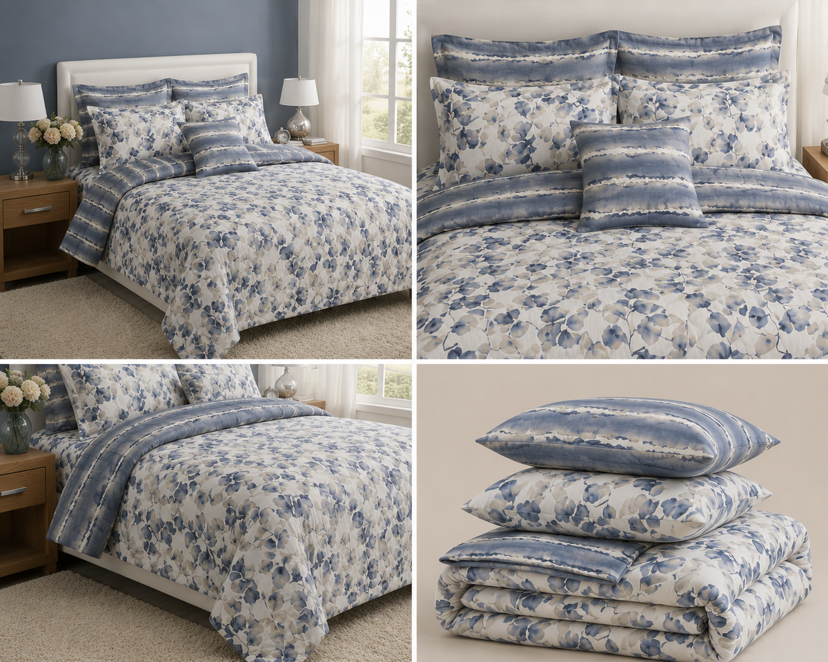 Azure Ginkgo Leafpure   pure Cotton Bedsheet Set