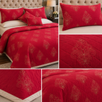 Maroon Damask Medallion 8pcs Comforter Set
