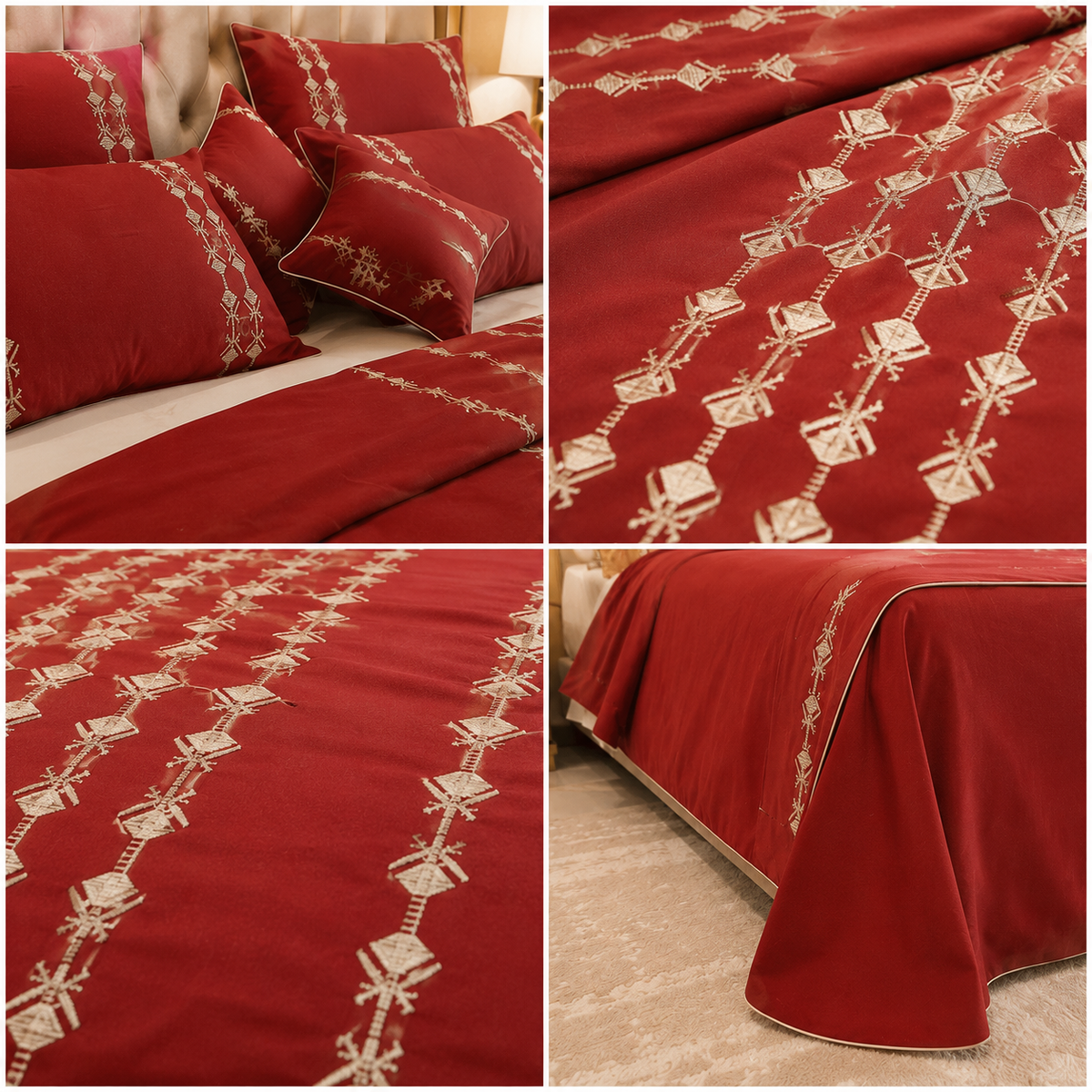 Crimson Embroidered Heritage 8pcs Comforter Set