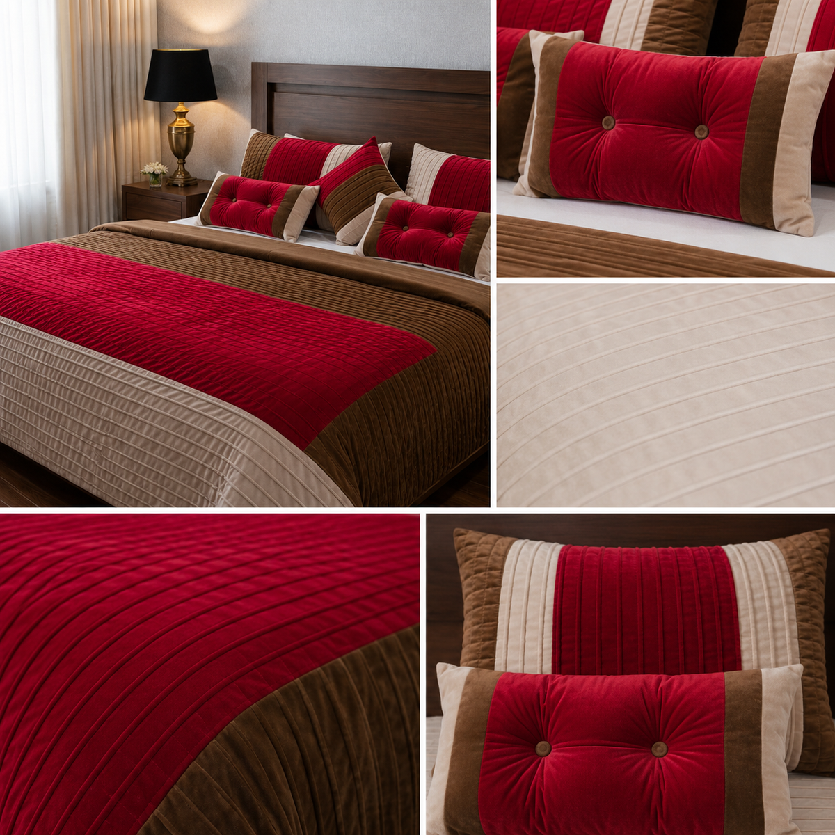 Regal Red Tri-Tone 10pcs Comforter Set