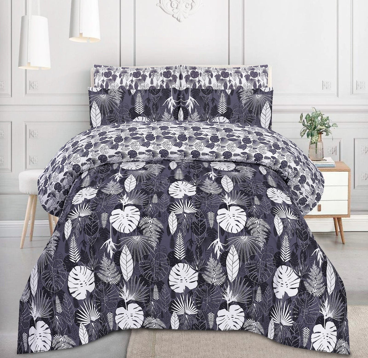 Pure Cotton Midnight leaves bedsheet set