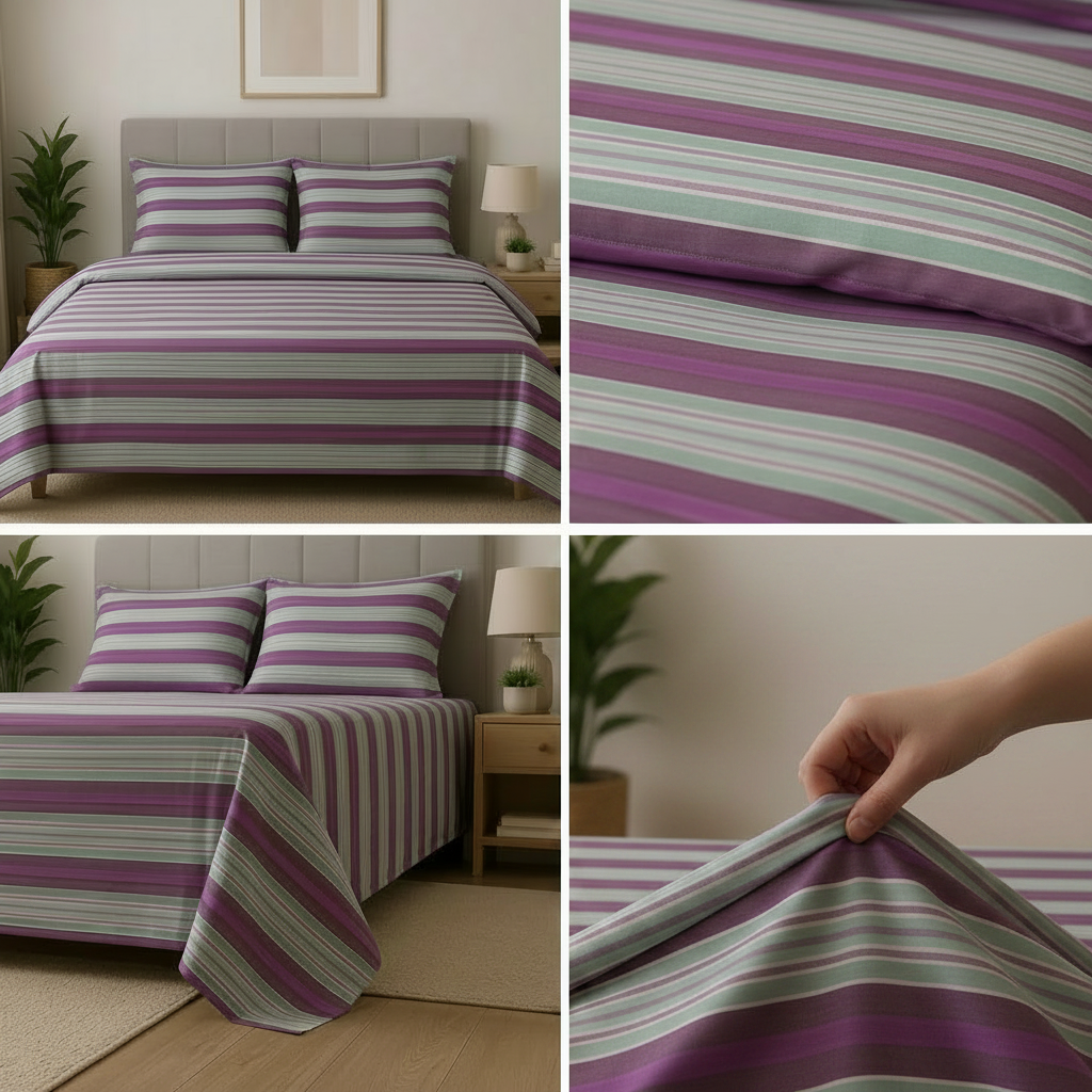 Sage Spring Printed satin Bedsheet Set