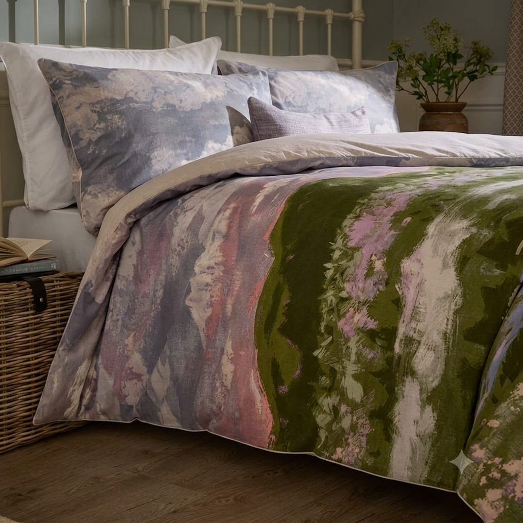 Abstract Watercolor Landscape Comforter Set — Summer Cotton Jeans