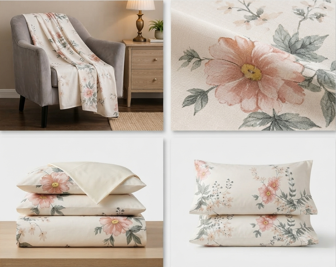 Orchid Printed satin Bedsheet Set - 3pcs king size