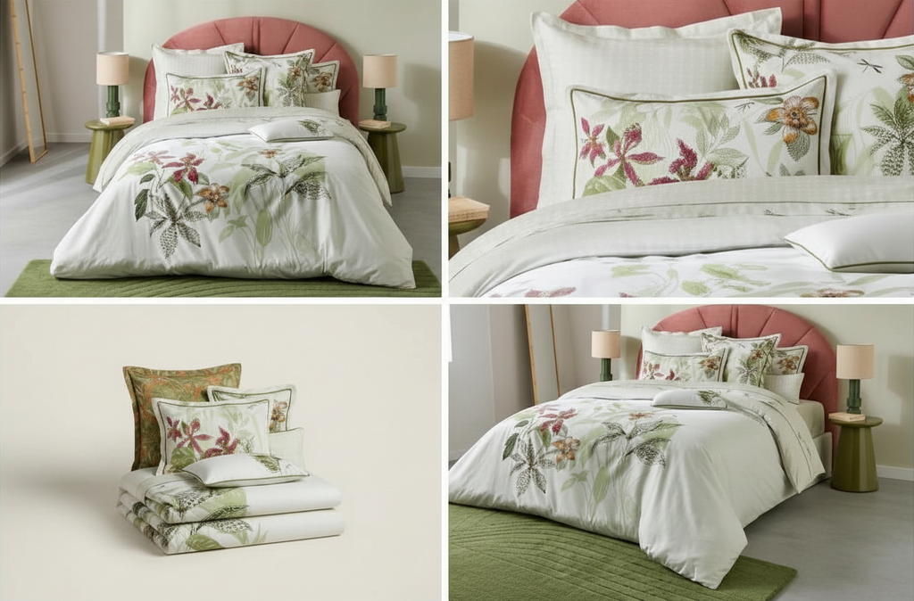 Orchid Garden Printed sattin Bedsheet Set -