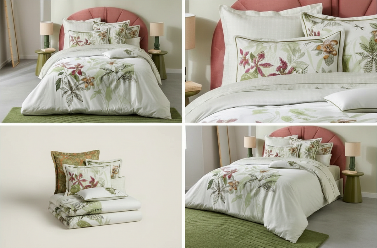 Orchid Garden Printed sattin Bedsheet Set -