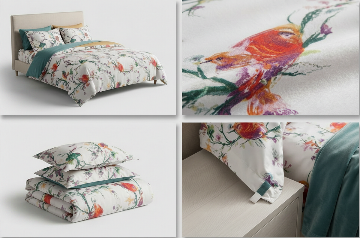 Tropical Bird Satin Bedsheet Set
