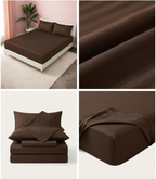 Chocolate Brown Striped Satin Sheet Set