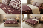 Maroon Wildflower Chevron Pure Premium Cotton Bedsheet Set