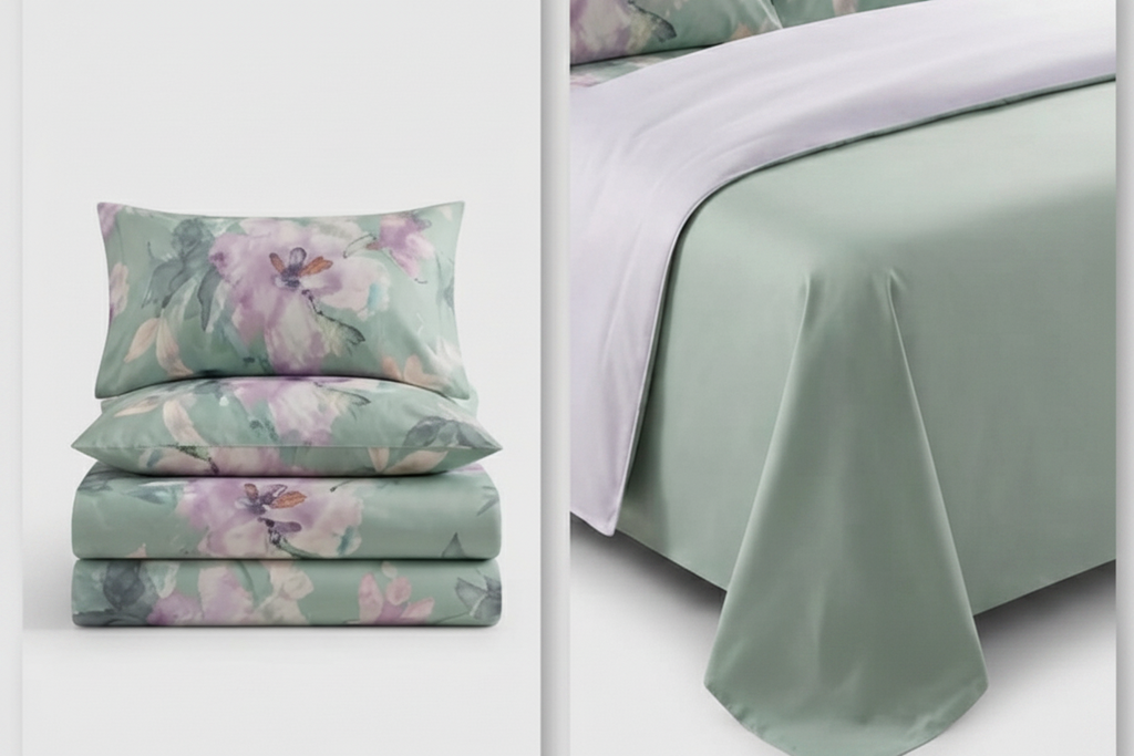 Sage Bloom Satin Bedsheet Set