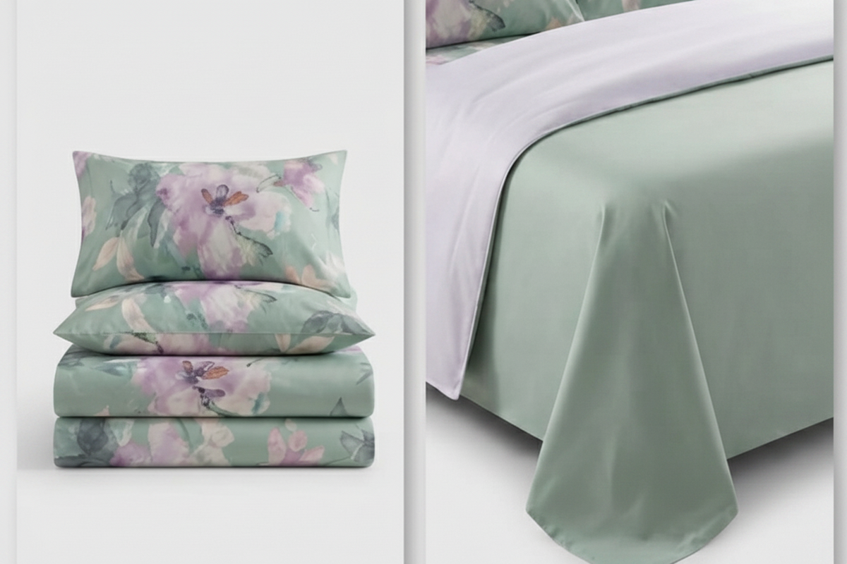 Sage Bloom Satin Bedsheet Set