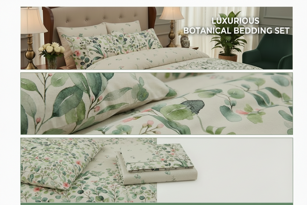 Blush Garden Leaf pure Cotton Bedsheet Set