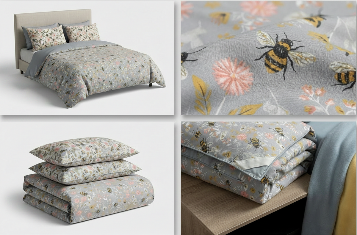 Honey Bee Garden Pure Premium Cotton Bedsheet Set - 3pcs King size
