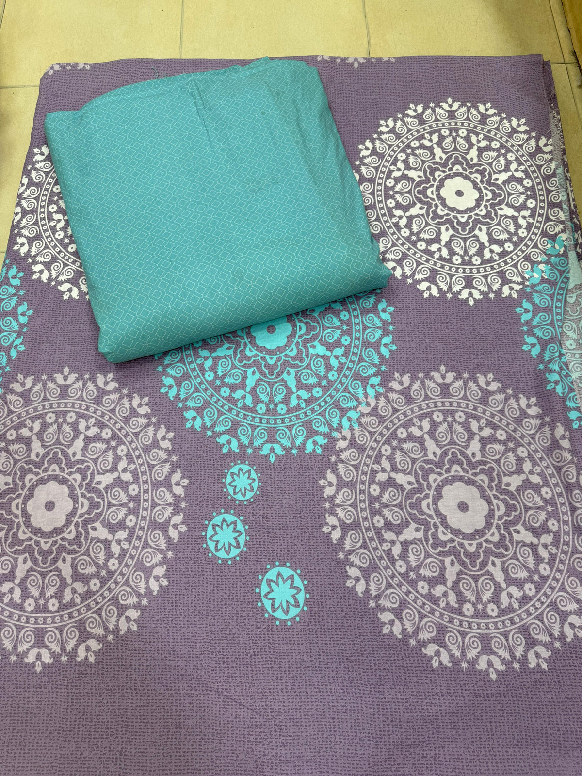 Pure Cotton Purple Mandala Bedsheet Set