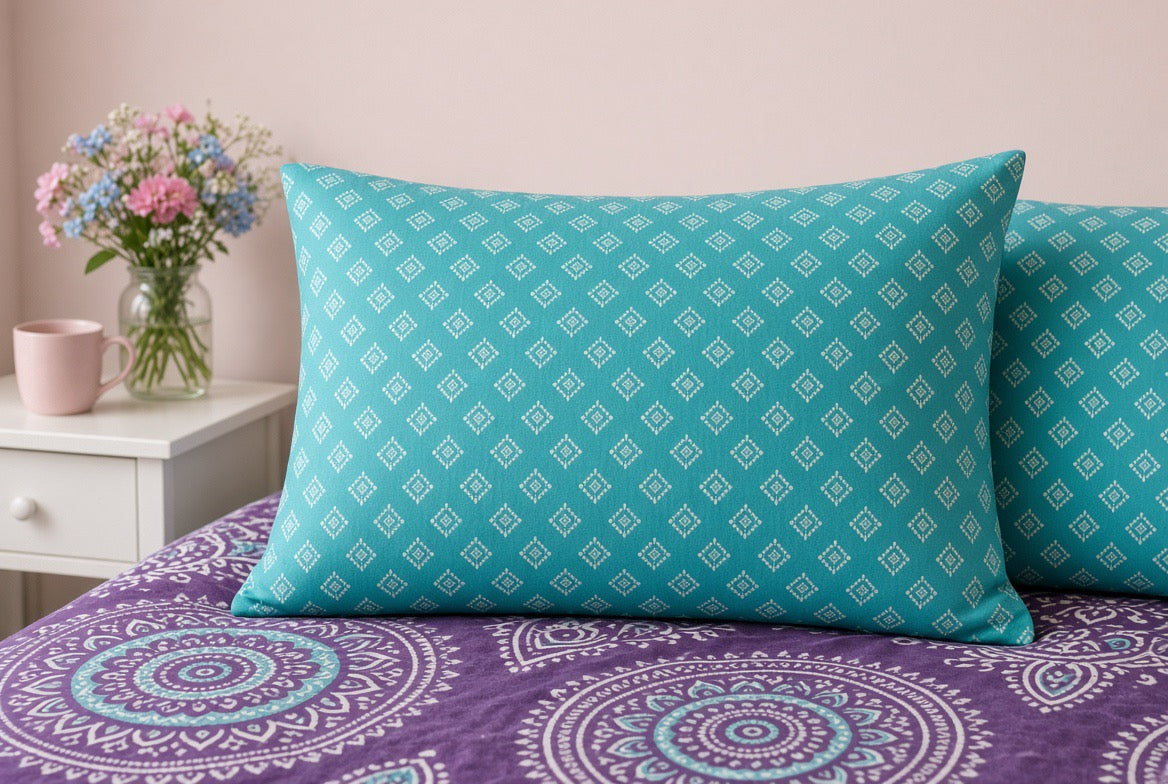 Pure Cotton Purple Mandala Bedsheet Set