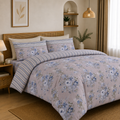 Pure Cotton Blue Blossom Stripe Bedding Set
