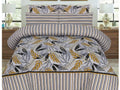Pure Cotton Mustard Leaf & Stripe Bedsheet