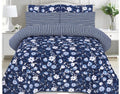 Pure Cotton Navy Blue Floral Stripe Bedsheet