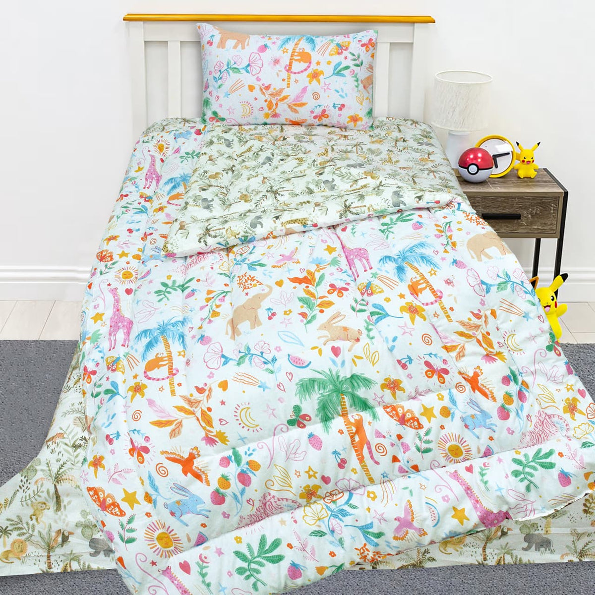 Colorful Animal and Floral Kids Summer Comforter Set
