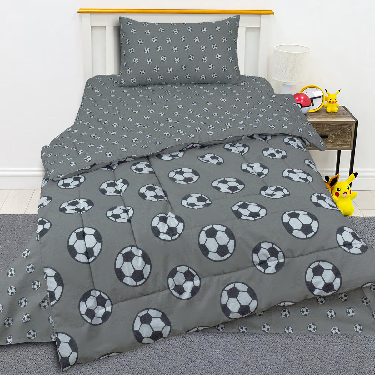 Grey Football Kids Summer Comforter Set