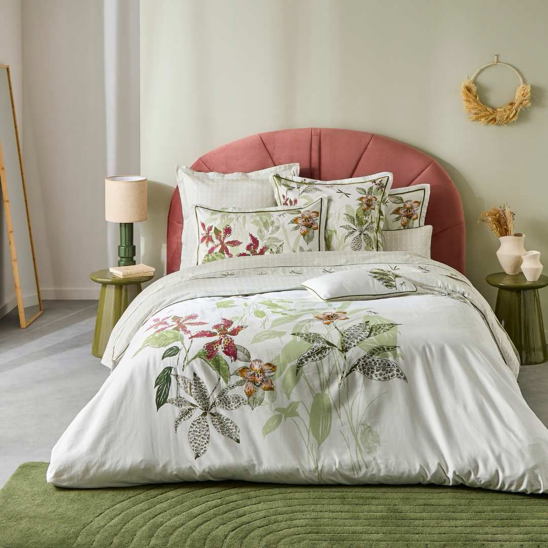 Orchid Garden Printed sattin Bedsheet Set -