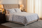 Monochrome Wildflower Printed satin Bedsheet Set