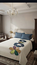 Handcrafted Floral Patchwork Bed Runner & Pillowcase Set — Cotton & Jeans Combo