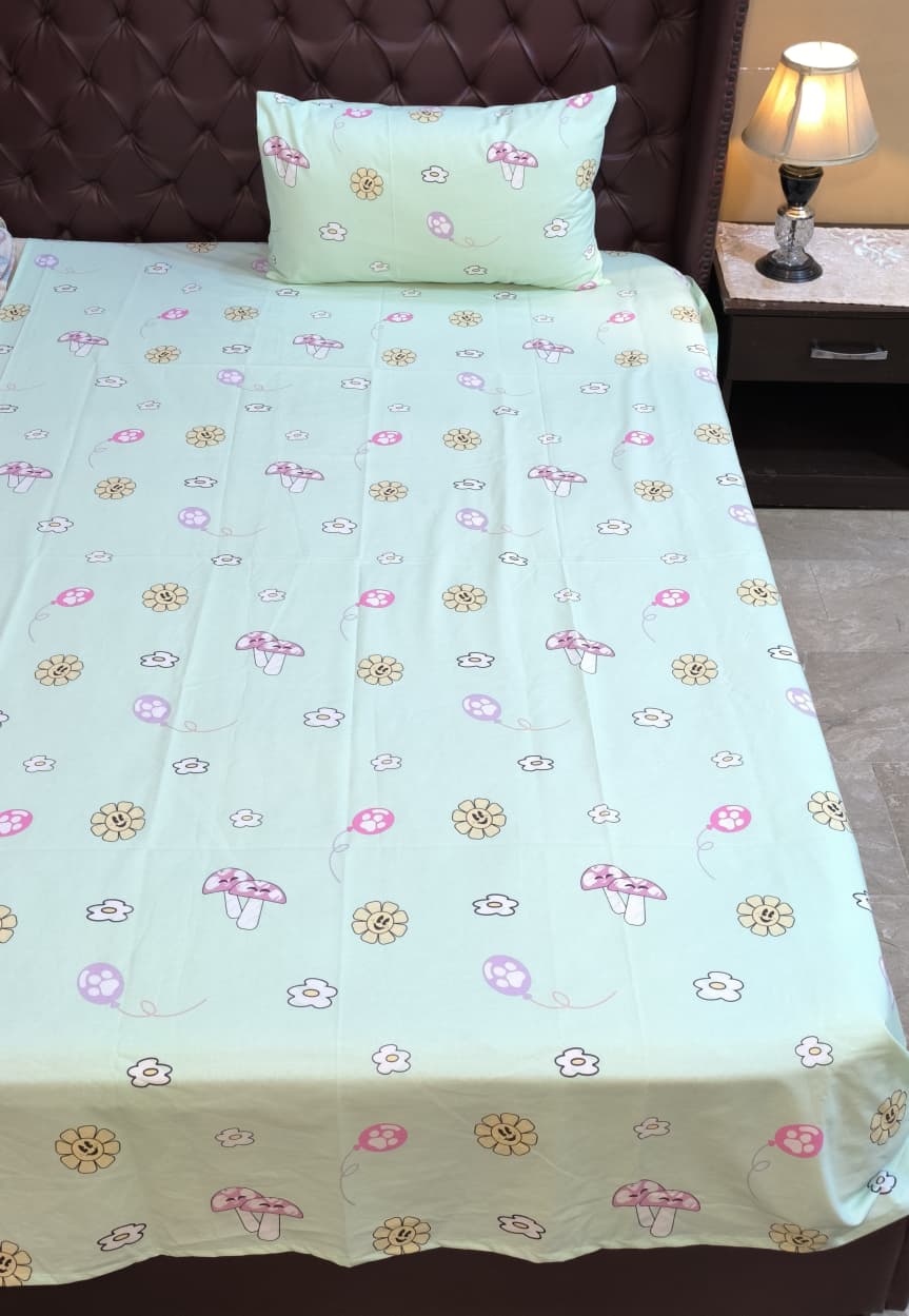 Sunflower & Mushroom Kids Bedsheet