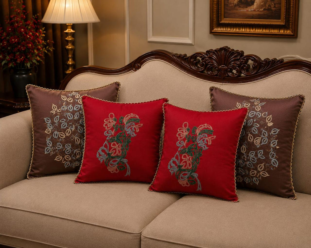 Silk Cotton Cushion with Rao Silk & Sequence Work – Premium Decorative Cushion