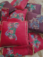 Silk Cotton Cushion with Rao Silk & Sequence Work – Premium Decorative Cushion