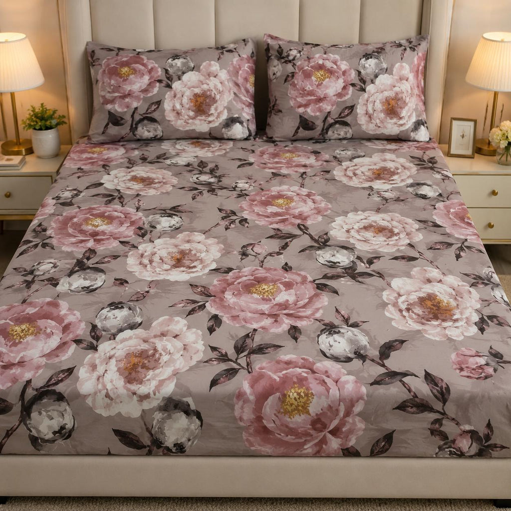 Blush Peony Satin Bedsheet Set