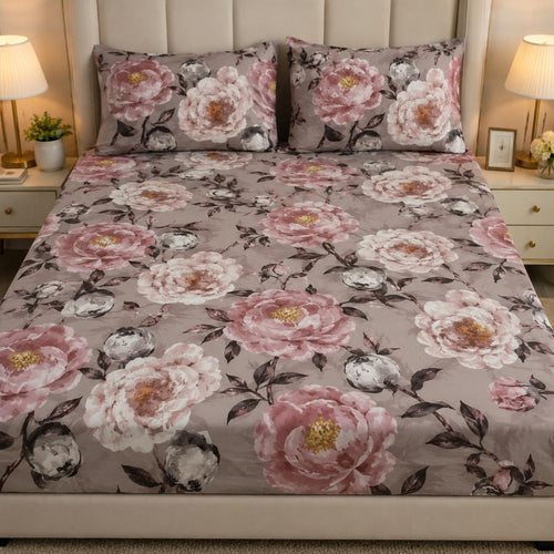 Blush Peony Satin Bedsheet Set