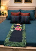 Tropical Floral Bed Runner & Cushion Set — Cotton Jute