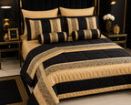 Black & Gold Regal Embroidered Velvet Bridal Set