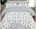 Pure Cotton Summer Bedsheet – Slate Blue Floral & Check Print