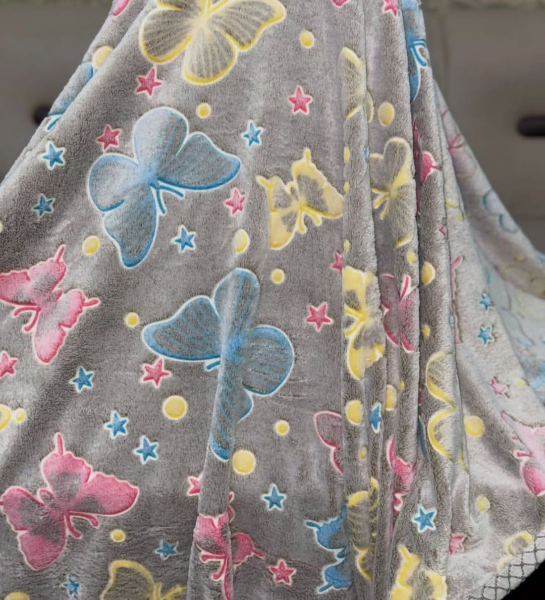 Butterfly Glow Fleece Blanket – Grey