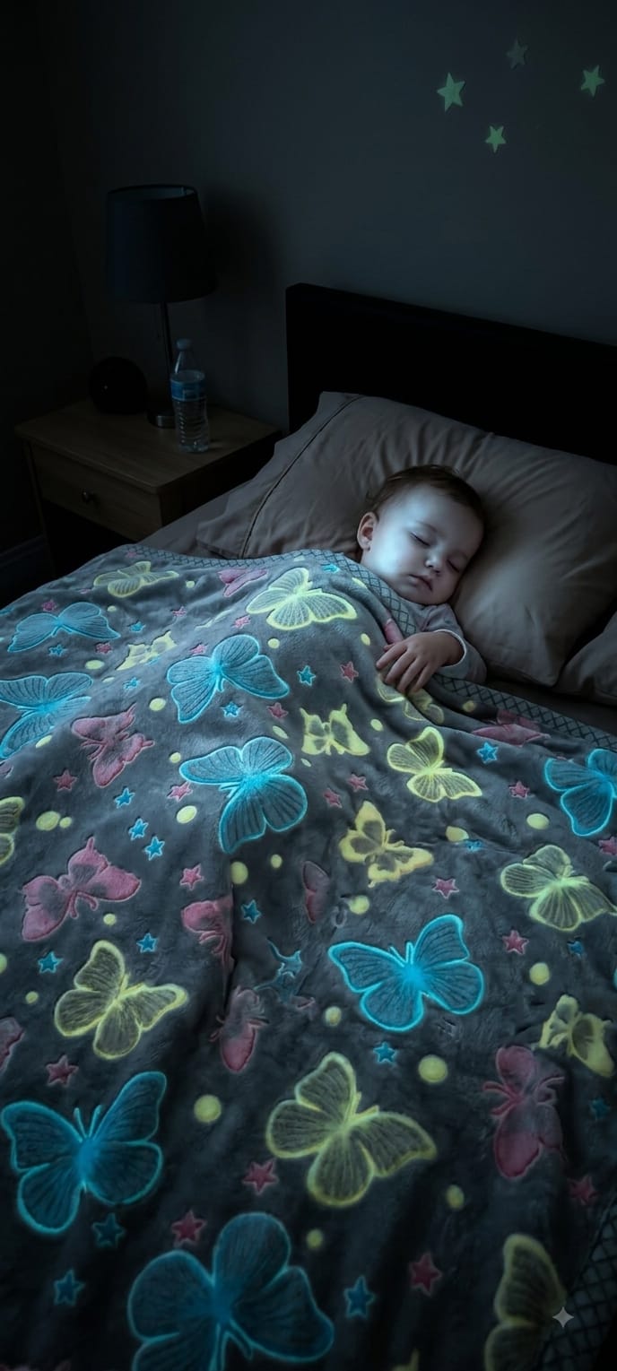 Grey Butterfly Glow Fleece Blanket – Grey