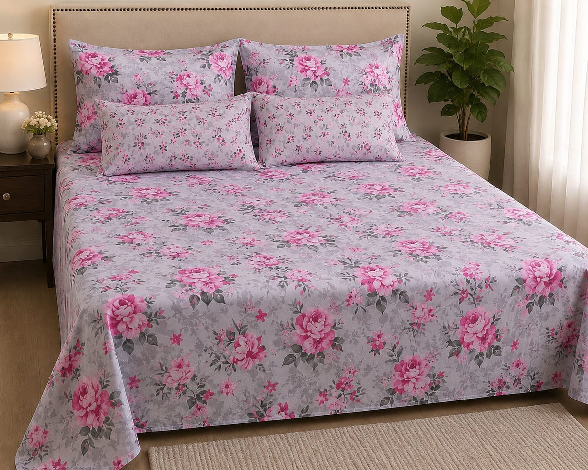 Pure Cotton Floral Bloom Bedsheet Set