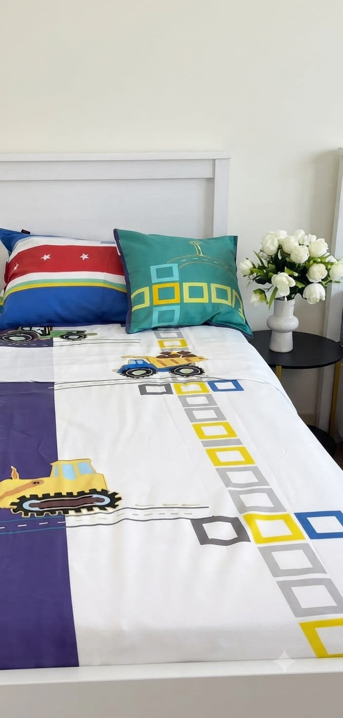 Boys’ Car Theme Pure Cotton, Embroidered Bedsheet