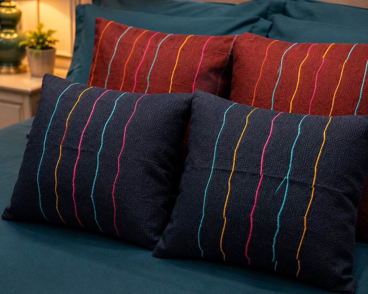 Tropical Floral Bed Runner & Cushion Set — Cotton Jute