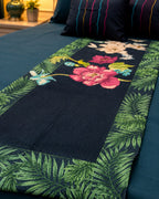 Tropical Floral Bed Runner & Cushion Set — Cotton Jute