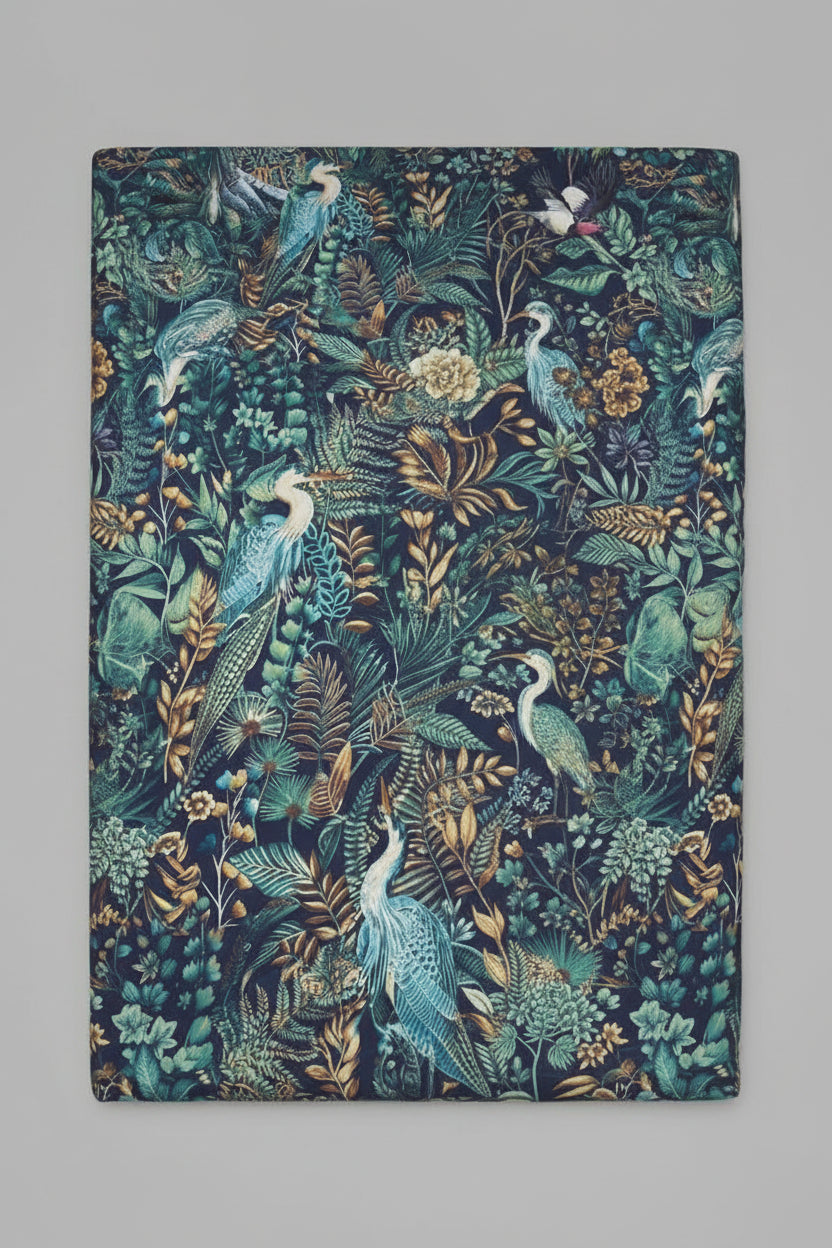 Midnight Heron Botanical  Pure Premium Cotton Bedsheet Set
